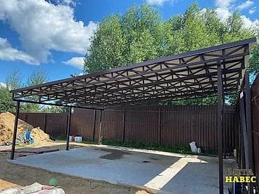 зонтик навес: Навес, Односкатный, Металл, Профнастил, Установка — 8