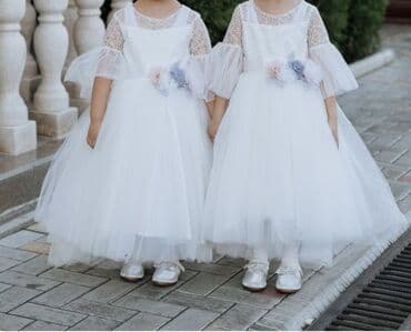 национальная платья для девочек: Детское платье, цвет - Белый — 1