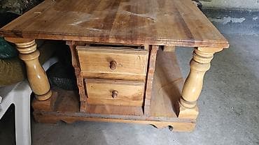 реставрация мебели журнальный столик: Деревянный журнальный стол с ящиками - Материал: массив дерева — 3