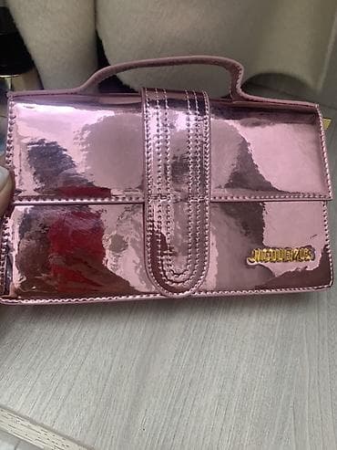 женская обувь 36 размер: Глянцевая розовая мини-сумка с короткой ручкой, имеется еще один — 1