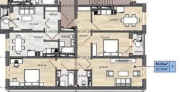 variant kg: 3 комнаты, 95 м², Элитка, 1 этаж, Евроремонт — 3