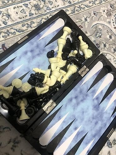 чехол а3: Набор настольных игр 3 в‑1: шахматы + нарды в складном кейсе,шашки - — 2