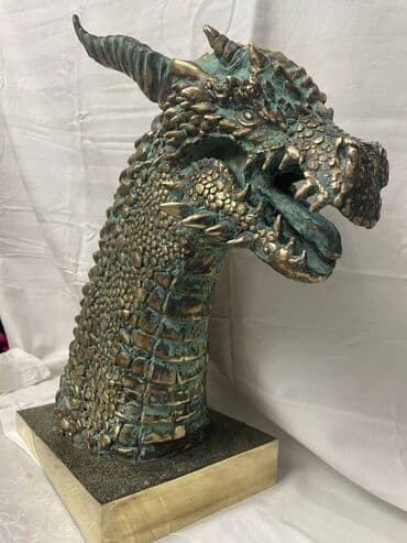 дракон: Бронзовые головы драконов. Тонировка римская патина (зелёная) Высота — 8
