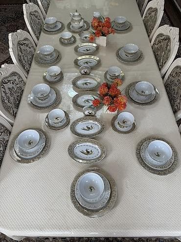 сахао: Фарфоровый столовый сервиз с золотым декором и охотничьими сюжетами - — 8