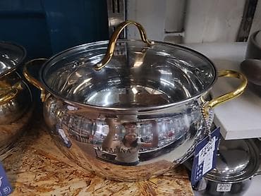 silver kitchen: Кастрюля из нержавеющей стали с крышкой - Объем: 6,4 л (указано на — 2