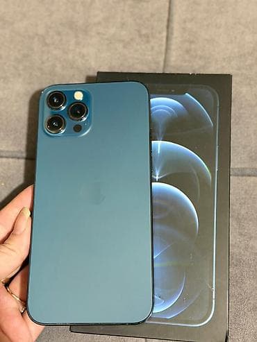 iphone 12 minu: IPhone 12 Pro Max, Б/у, 256 ГБ, Pacific Blue, Зарядное устройство, Защитное стекло, Чехол, 76 % — 3