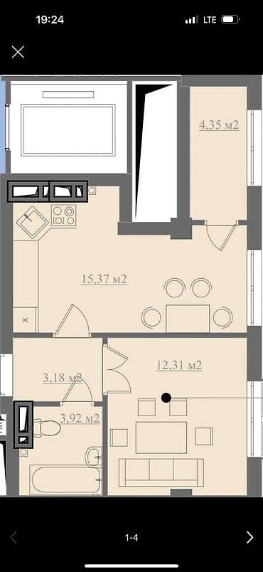 central park: 1 комната, 53 м², Элитка, 9 этаж, Готовая ПСО (под самоотделку) — 2