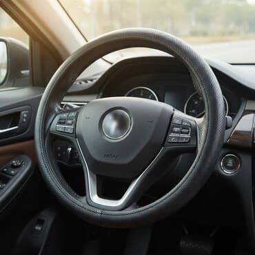 Экокожа Чехол на руль, цвет - Черный, Новый