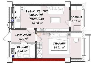 азия пелес: 1 комната, 44 м², Азия Молл Элитка, 12 этаж — 7