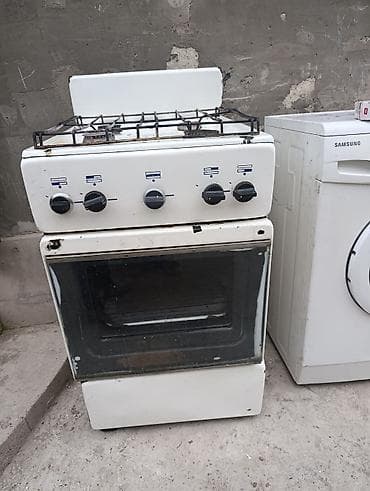 Газовая плита с духовкой, классическая белая. Основные