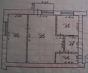 osh flat: 2 комнаты, 43 м², Политех Хрущевка, 3 этаж, Косметический ремонт — 2