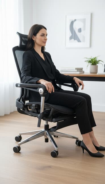 кресло для офис: Офисное кресло, С колесиками, цвет - Черный — 1