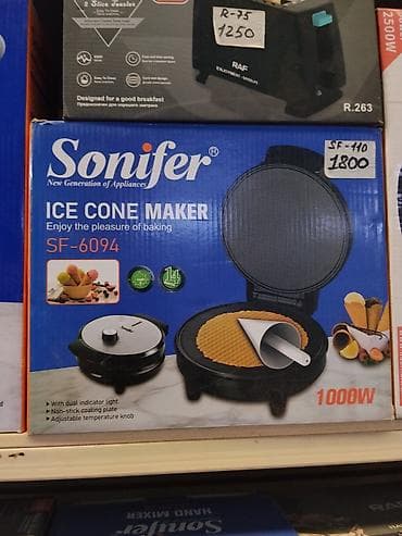 испес техника: Аппарат для вафельных рожков Sonifer SF-6094 - Мощность: 1000 Вт - — 1
