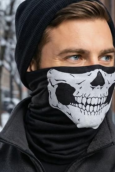 Шарфы, палантины: Бафф с принтом «Череп» - Многофункциональный бафф/шейный шарф: можно — 2