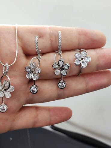 свадебные наборы ручной: Серебро 925 пробы Серебряный Комплект + цепочка Размеры имеются — 3