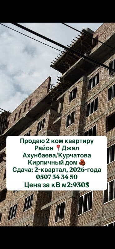 долгосрочная квартира бишкек васток 5: 2 комнаты, 67 м², Элитка, 5 этаж, ПСО (под самоотделку) — 1