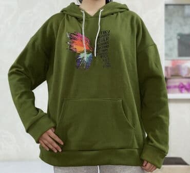 Худи, На флисе, Оверсайз, С надписью, Китай, Новый, Стандарт