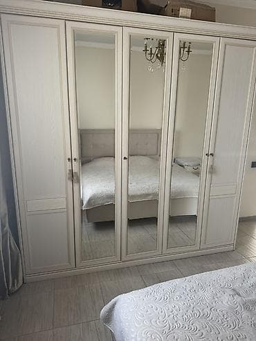 эшик б у: Уктоочу бөлмө гарнитуру, Эки кишилик керебет, түсү - Боз — 3