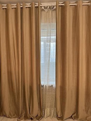 шторы туль: Комплект портьер с тюлем на люверсах. - Тип: плотные портьеры + — 1