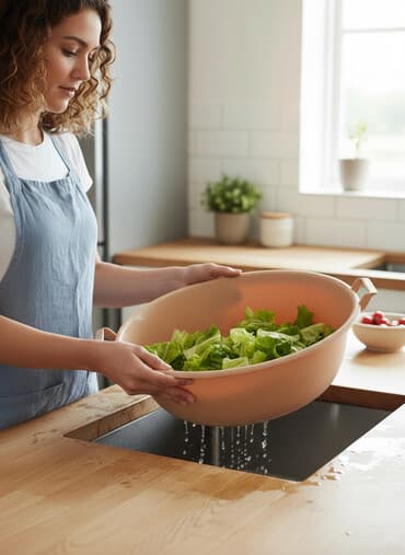 Пластиковая миска-дуршлаг большого объёма с перфорированным дном и at lalafo.kg Пластиковая миска-дуршлаг большого объёма с перфорированным дном и