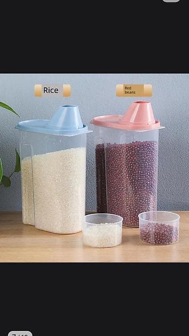 мерные: Прозрачный пластиковый контейнер для хранения сыпучих продуктов — 5