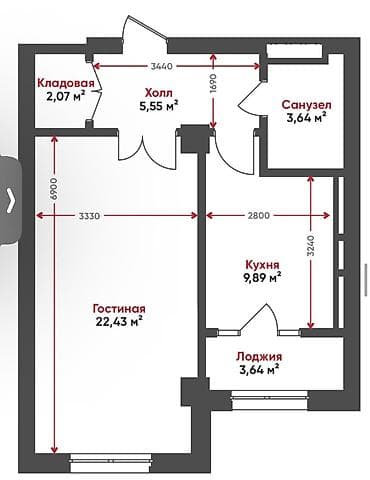 Батирлер: 1 бөлмө, 47 м², Технопарк Элитка, 11 кабат, ПСО (өз алдынча бүтүрүү) — 6