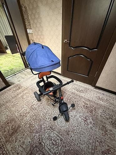 коляски 3 1: Детский трёхколёсный велосипед с родительской ручкой и капюшоном - — 1