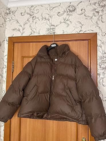 Айымдардын бут кийими: Пуховик женский укороченный, шоколадно-коричневый. - Теплый объемный — 2