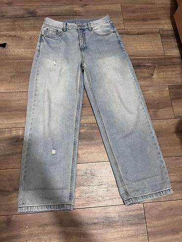 Джинсы: Новые джинсы широкого кроя Талия 76см Бедра 109см Штанина 50см — 3