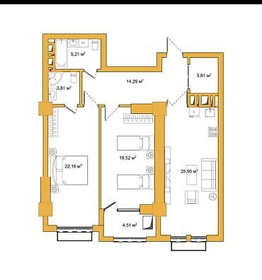 royal construction: 3 комнаты, 99 м², Элитка, 4 этаж, Готовая ПСО (под самоотделку) — 4