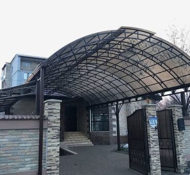 строительный тент: Навес, Односкатный, Металл, Поликарбонат, Установка — 3