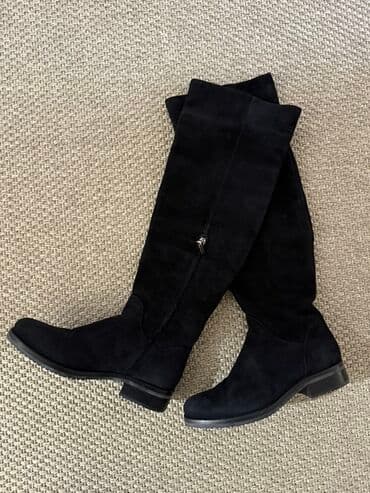 обувь для охоты: Высокие женские сапоги из чёрной замши бренд Loriblu Италия 37 размер — 1