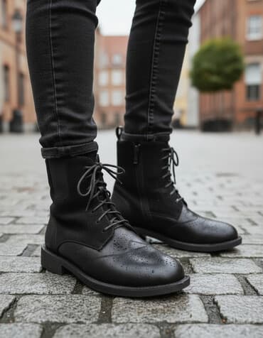 Женские ботинки-берцы, б/у, размер 39. - Цвет: черный - Материалы