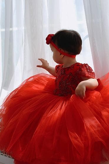 шикарн: Детское платье, цвет - Красный, Новый — 4