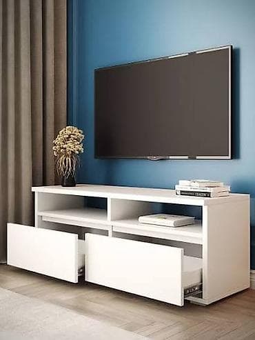 срочно телевизор: Тумба и подставка для телевизора, Напольная, ЛДСП, цвет - Белый — 9