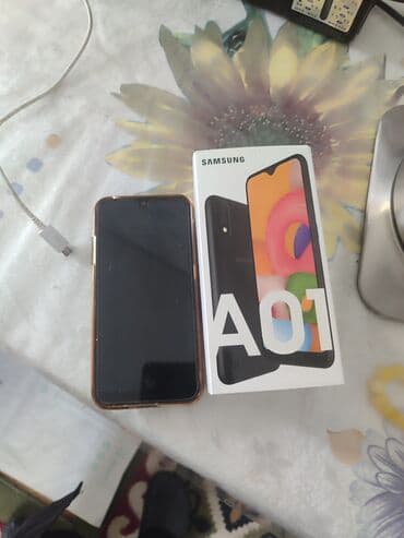 тел б у: Samsung Galaxy A01, Колдонулган, 16 ГБ, түсү - Кара, 2 SIM — 2