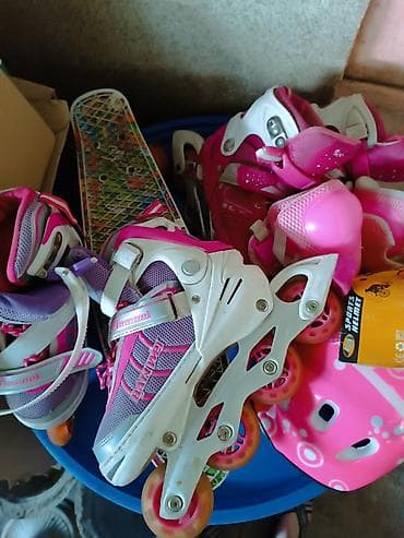 ролик: Роллики б/у размер 32 -34 регулируеться 1200, скейт 1000, вторые — 1