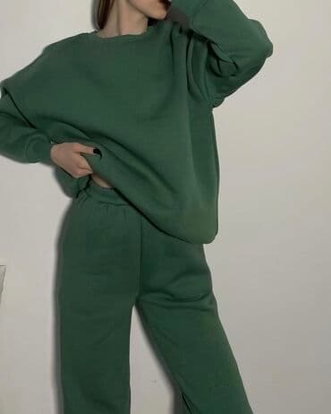 джоггеры: Новый костюм из футера на флисе, красивейшего изумрудного цвета — 2