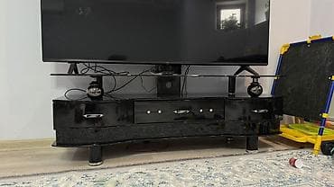 Тумба и подставка для телевизора, Напольная, МДФ, цвет - Черный