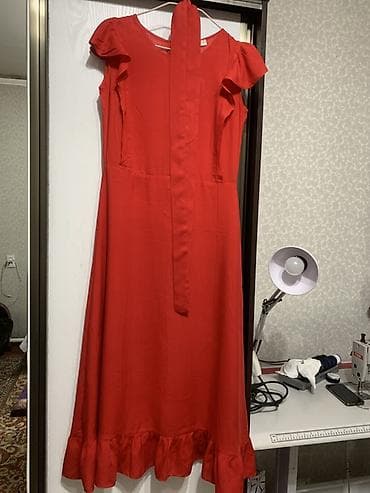 красные шорты: Яркое женское платье миди насыщенно‑красного цвета. Турция 🇹🇷 - — 3