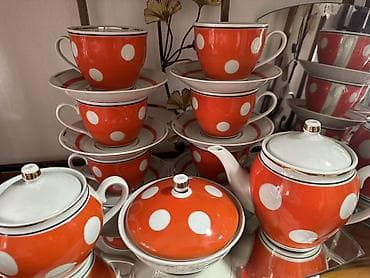 Полонский чайный сервиз в горошек на 6 персон