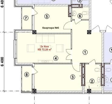 980: 2 комнаты, 72 м², Элитка, 4 этаж, ПСО (под самоотделку) — 1