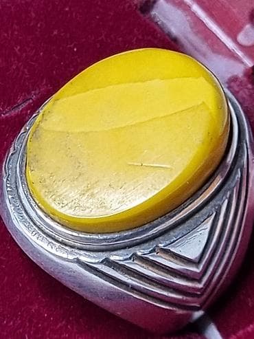 серебренное кольцо: Кольцо, Печатка, Проба 925, Унисекс, Янтарь, Новый — 9