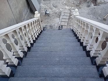 улуттук кийимдер: Граниттен, мрамордон жасалган тепкич Жеке менчик үй үчүн, Тепкичтин формасы: Көп марштуу, Стиль: Классикалык — 3