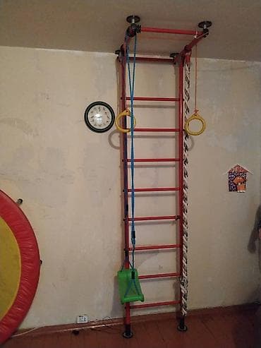 Шведская лестница с брусьями, турникомканатом, и качелей. Отдадим за