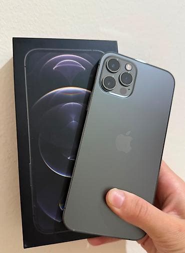 IPhone 12 Pro, Б/у, 128 ГБ, Графит, Защитное стекло, Кабель, Коробка, 76 %