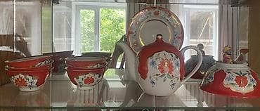 Үй жана бакча: Чайный сервиз с росписью (фарфор) Состав набора: - заварочный чайник — 1