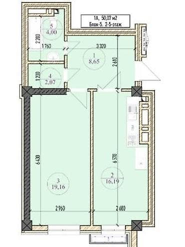 2 комнаты, 50 м², Элитка, 13 этаж, Готовая ПСО (под самоотделку)