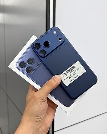 Мобильные телефоны и аксессуары: IPhone 17 Pro Max, Новый, 256 ГБ, Blue Titanium, Защитное стекло, Чехол, Кабель, В рассрочку, 100 % — 1