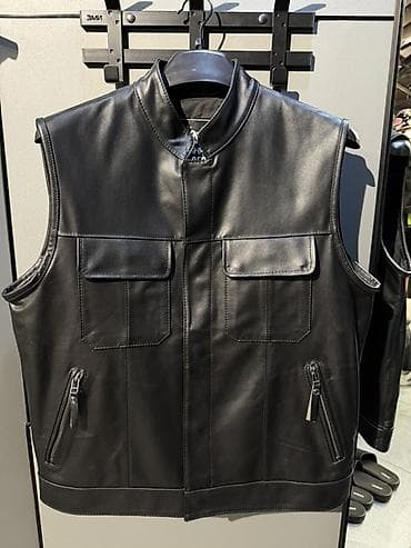 с кожомкул: Кожаный жилет мужской, черный - Материал: натуральная кожа (гладкая — 1